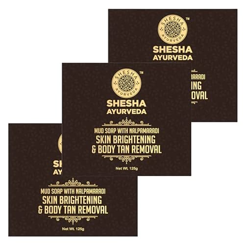 SHESHA AYURVEDA MUD SOAP | Magic Soap for Removing Tan | Skin Brightening Soap Bar | Deep De-Tan | 125G (Pack Of 3)